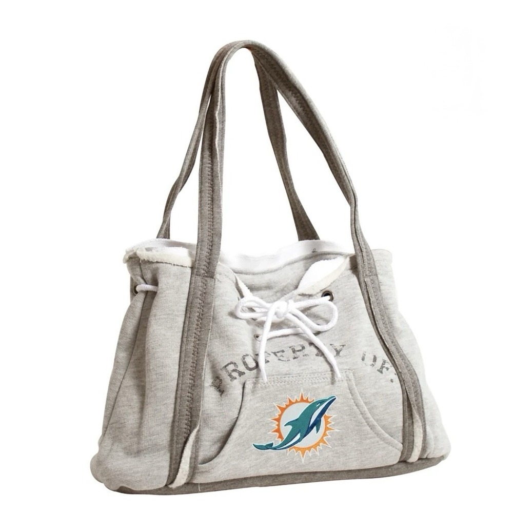 New Miami Dolphins Hoodie Handbag Carry Purse Embroidered Gray Little Earth NFL